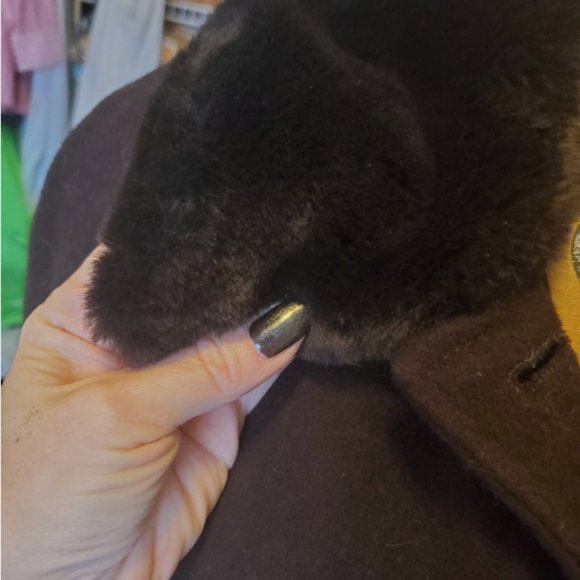 Perry Ellis Wool brown coat, faux fur collar, size 12 - Picture 4 of 8